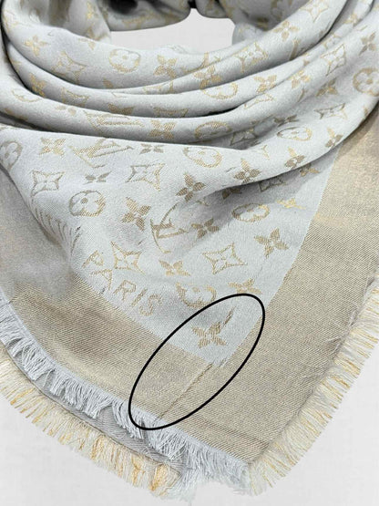 LOUIS VUITTON Grey & Gold Shawl