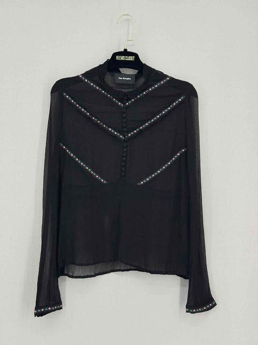 THE KOOPLES Black Embellished Size Medium Top
