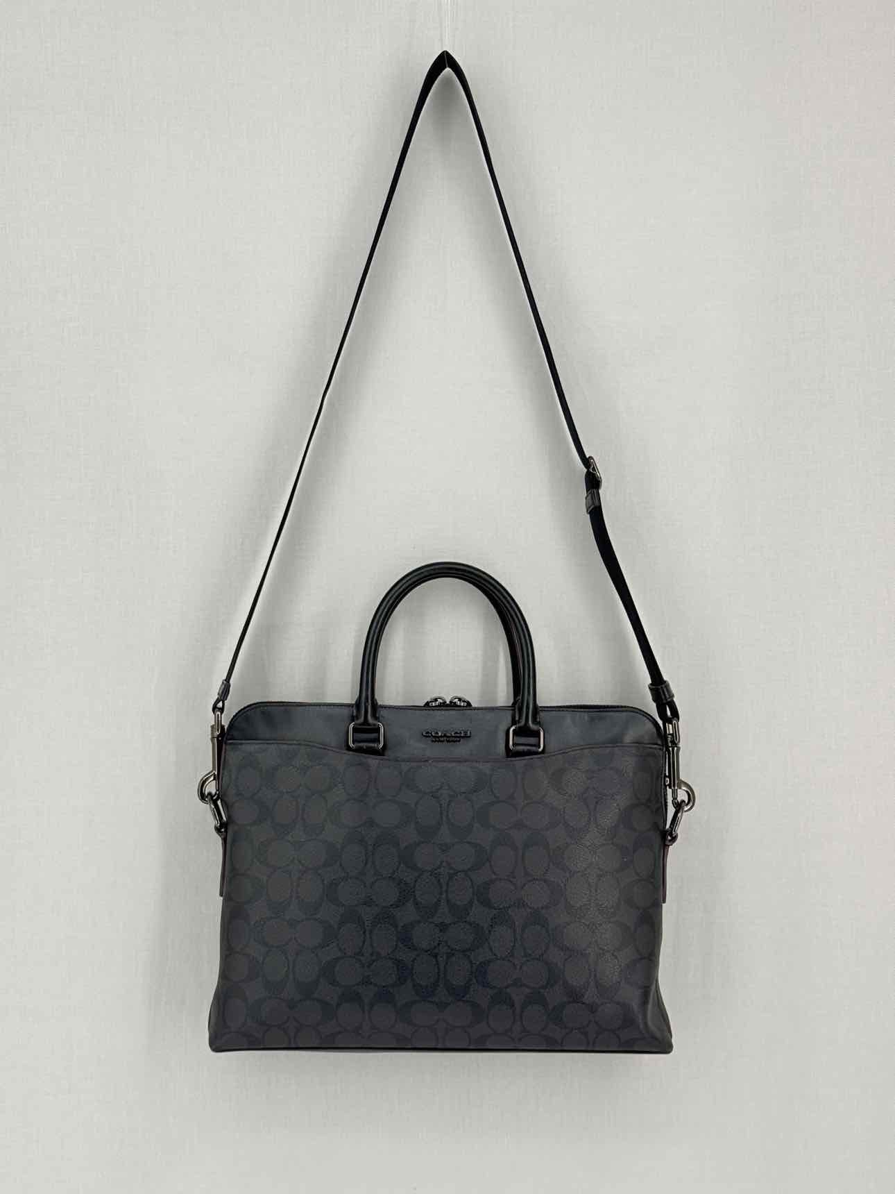 COACH Beckett Slim Black Signature Laptop Bag