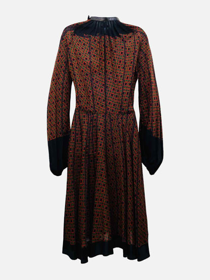 HERMES Black, Brown & Green Printed Knee Length Dress