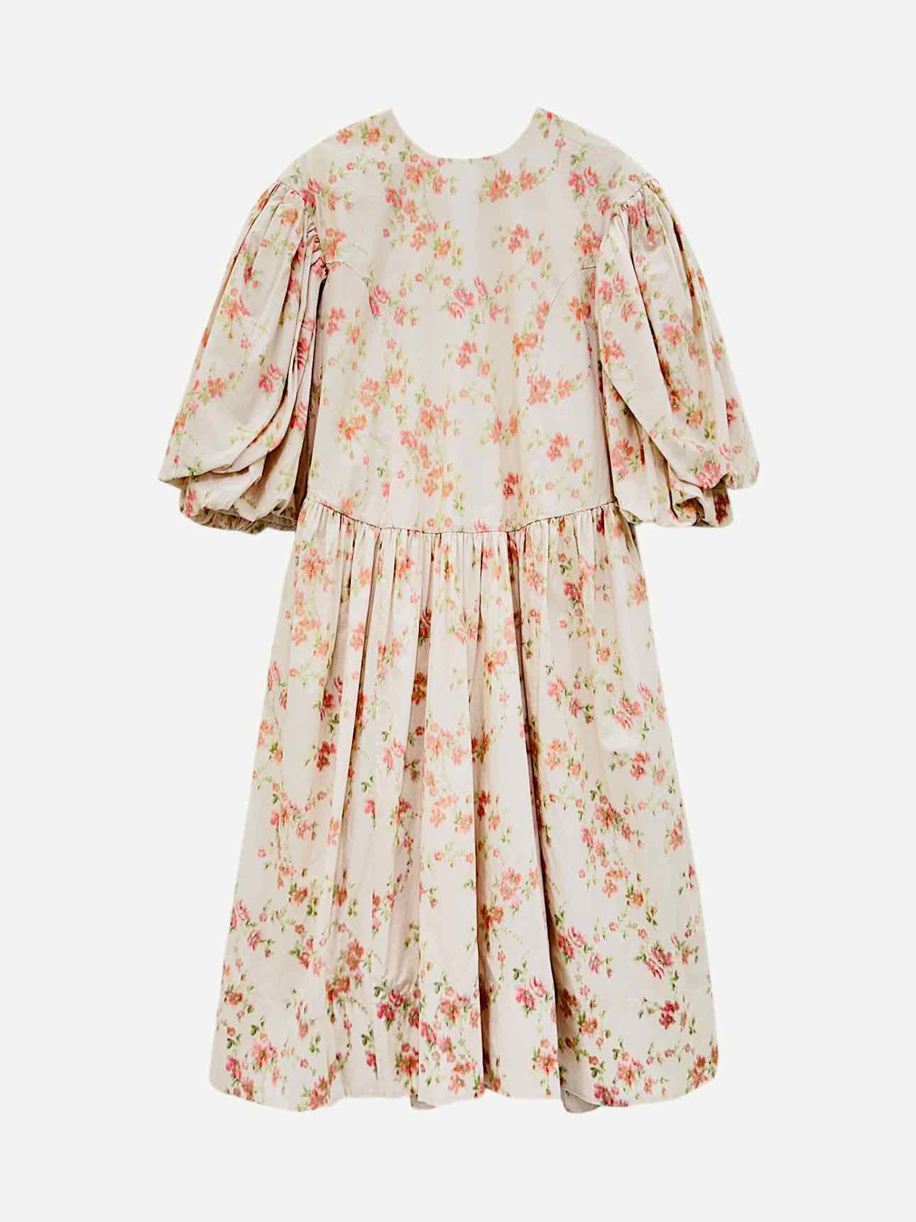 SIMONE ROCHA Maxi Beige Multicolor Floral Midi Dress