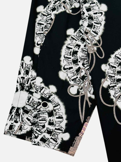 HERMES Black & White Print Size US 4 Shirt