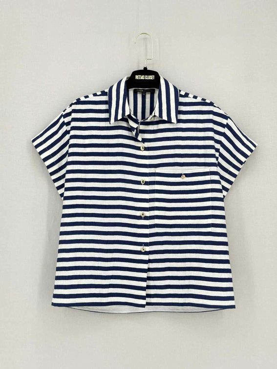 MAJE Blue & White Striped Size US 0 Shirt