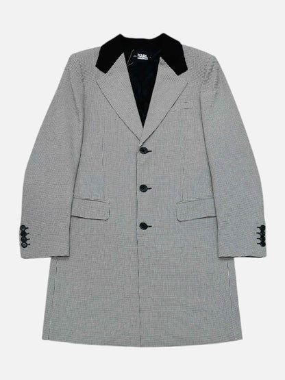 KARL LAGERFELD Crombie Black & White Houndstooth Coat