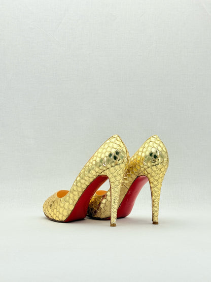 CHRISTIAN LOUBOUTIN Very Prive Gold Size EU 38.5 Pumps