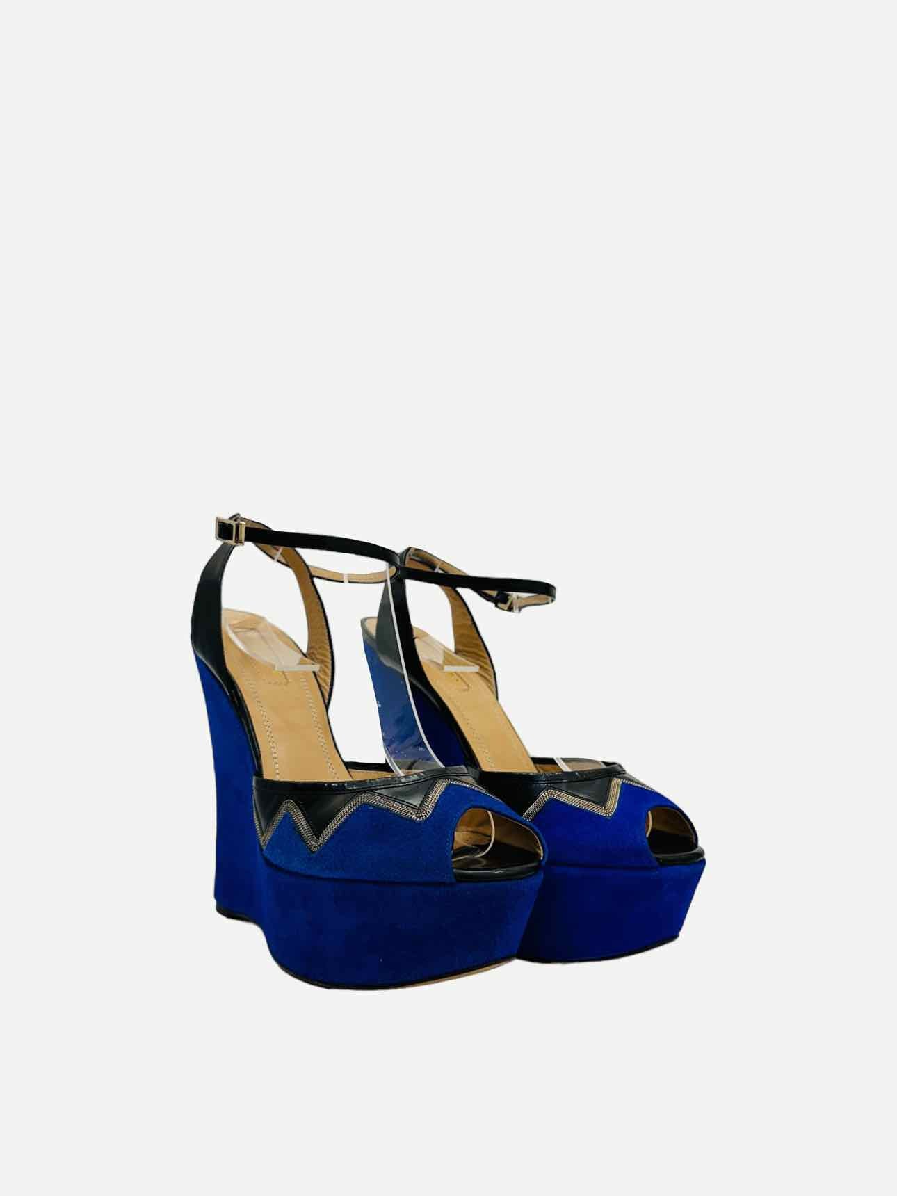 AQUAZZURA Blue w/ Black Wedges 37.5