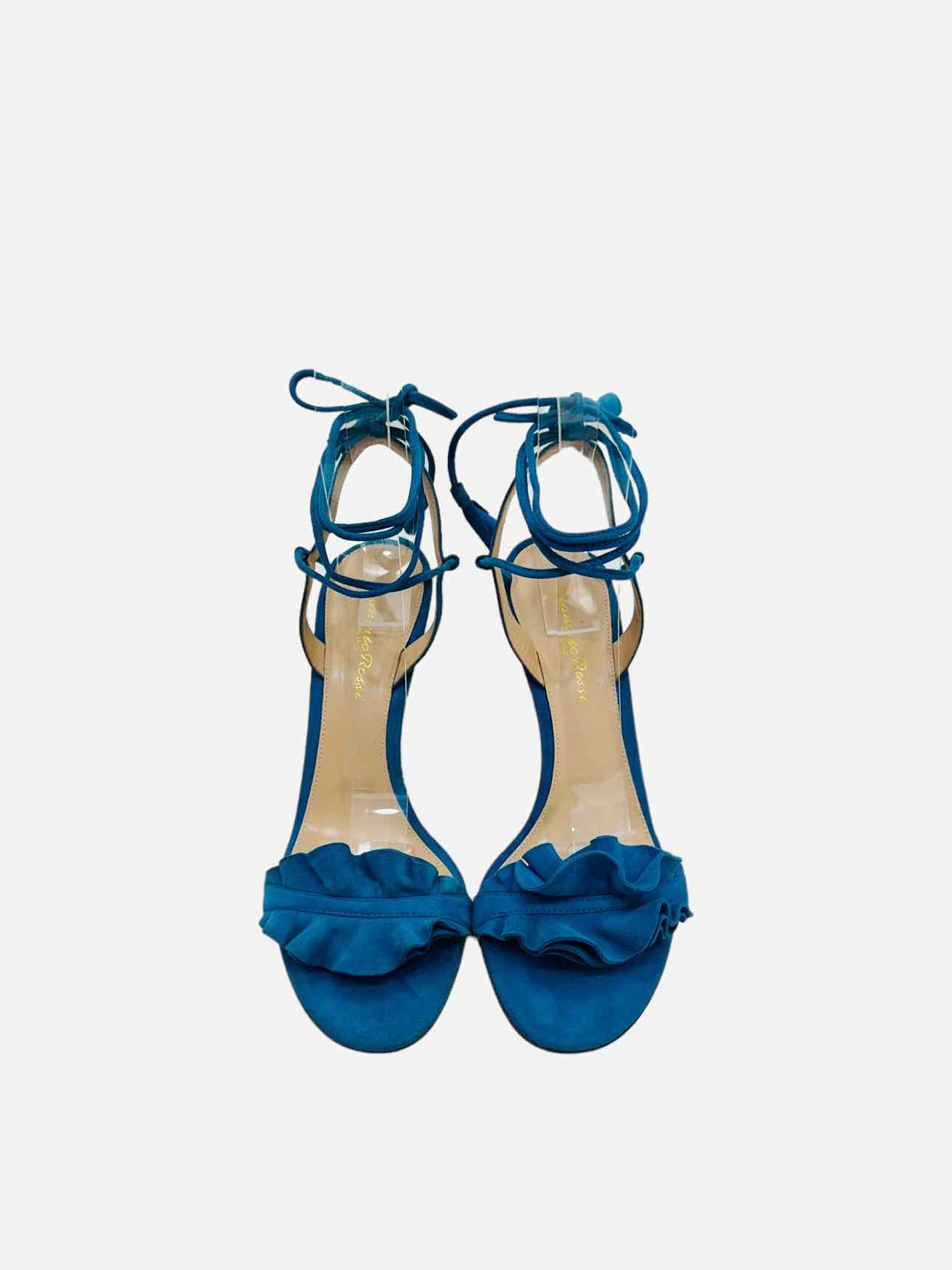 GIANVITO ROSSI Ankle Wrap Blue Heeled Sandals 38