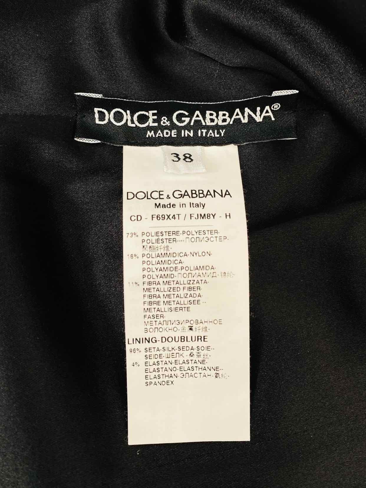 DOLCE & GABBANA Sheath Black & Pink Midi Dress US2