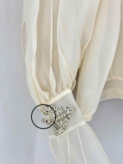 CHRISTIAN DIOR Organza Cream Size US 12 Blouse