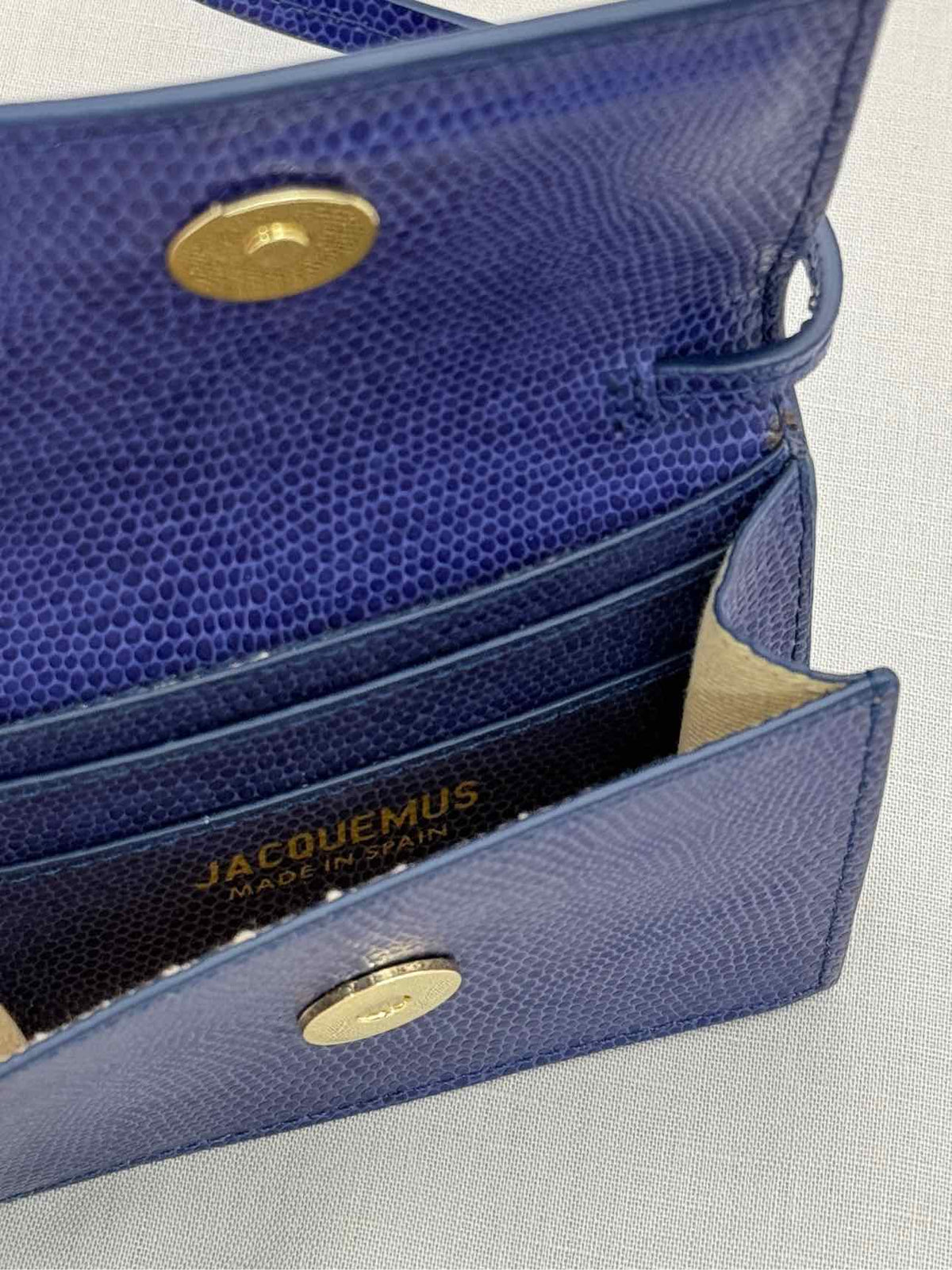 JACQUEMUS Mini Le Bello Blue Lizard Embossed Crossbody