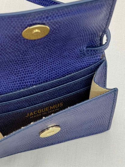 JACQUEMUS Mini Le Bello Blue Lizard Embossed Crossbody