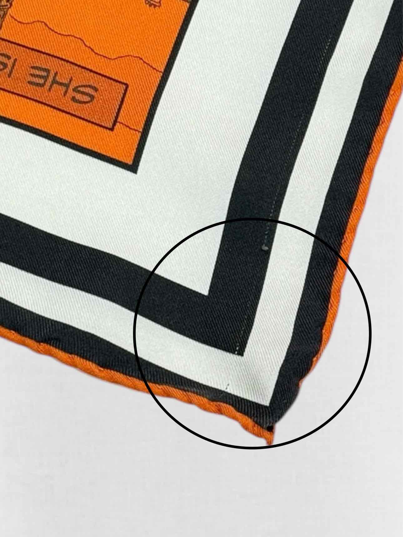 HERMES Orange Multicolor Printed Scarf