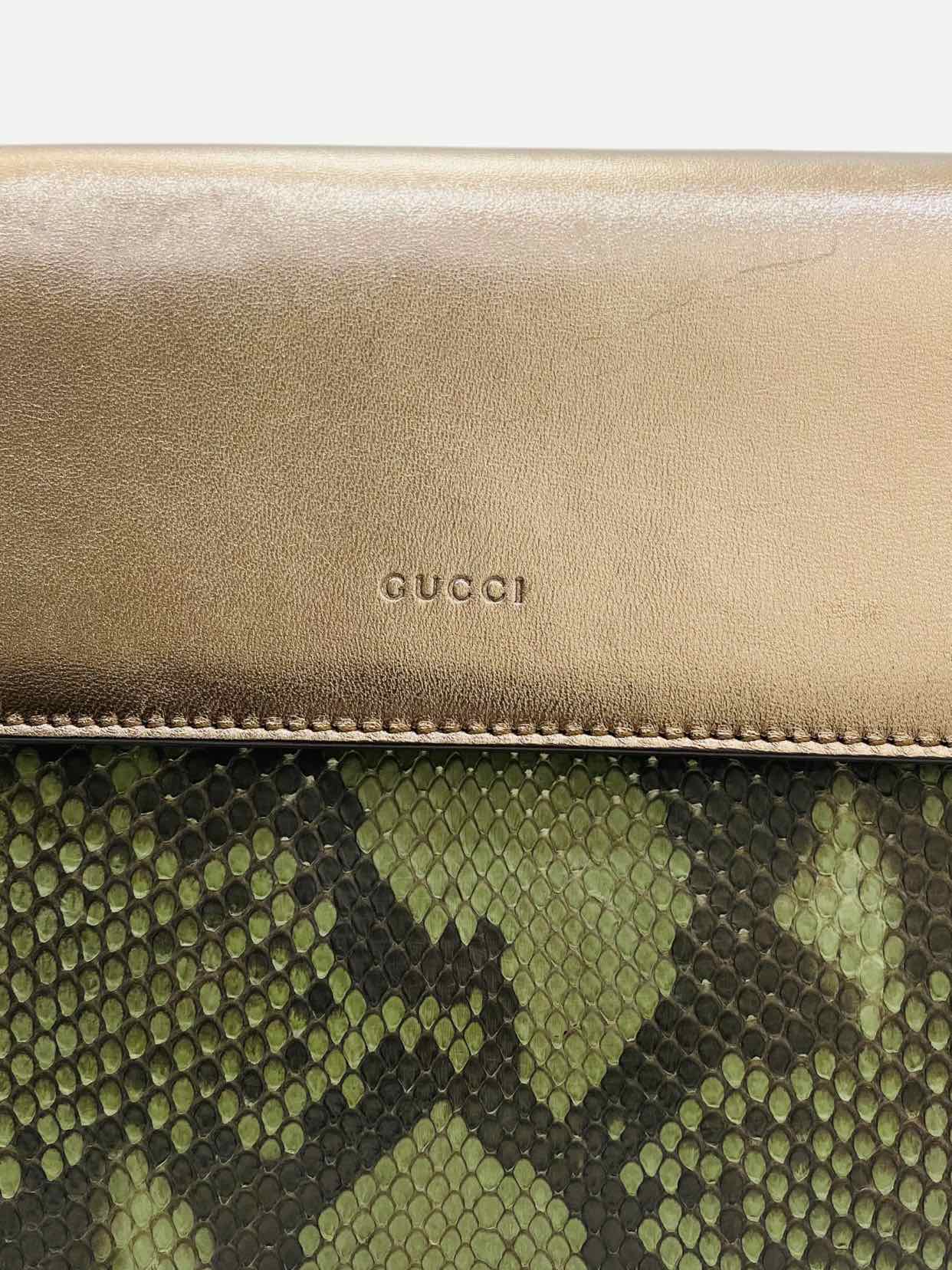 GUCCI Envelope Bronze & Green Clutch