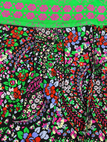 BLUMARINE Green & Pink Floral Size US 0 Mini Skirt
