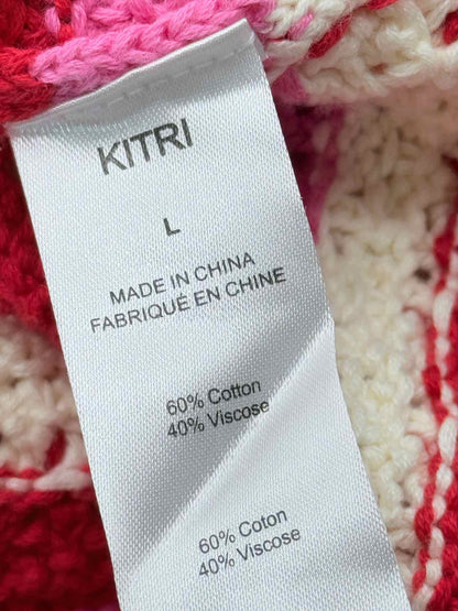 KITRI Bunty Pink, Red & White Size Large Long Dress