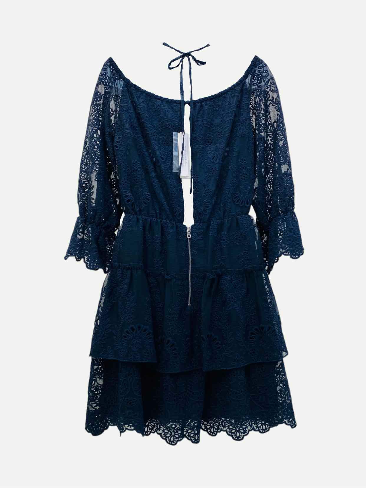 ALICE + OLIVIA Tiered Navy Blue Size US 6 Short Dress