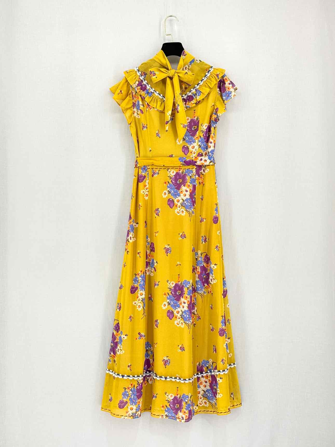 COACH Yellow Multicolor Size US 00 Midi Dress