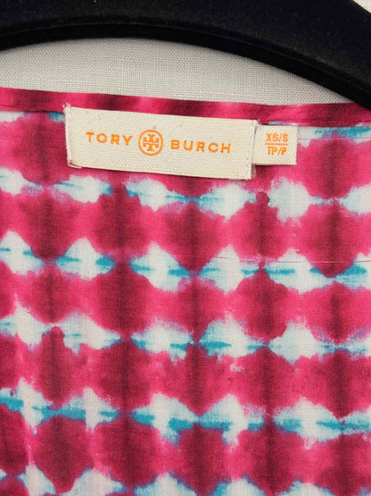 TORY BURCH Magenta & White Size XSmall/Small Long Dress