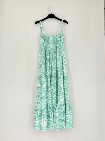 POSITANO COUTURE White & Green Size Medium Midi Dress