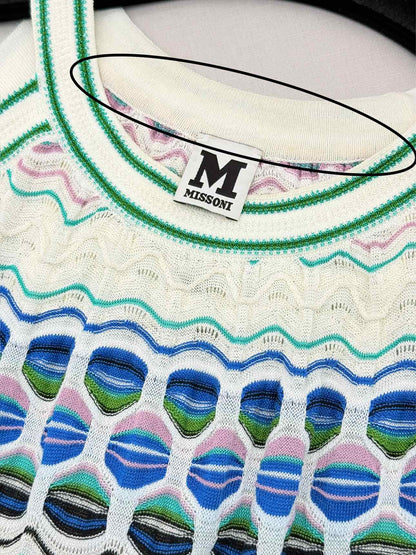 M MISSONI White Multicolor Size US 8 Knee Length Dress