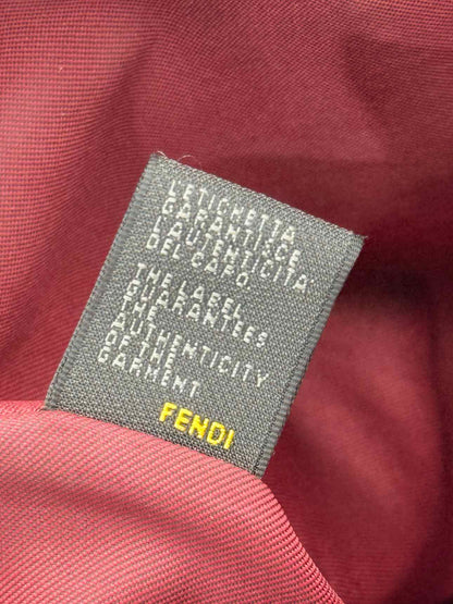 FENDI Shopping Cream & Burgundy Zucchino Tote Bag