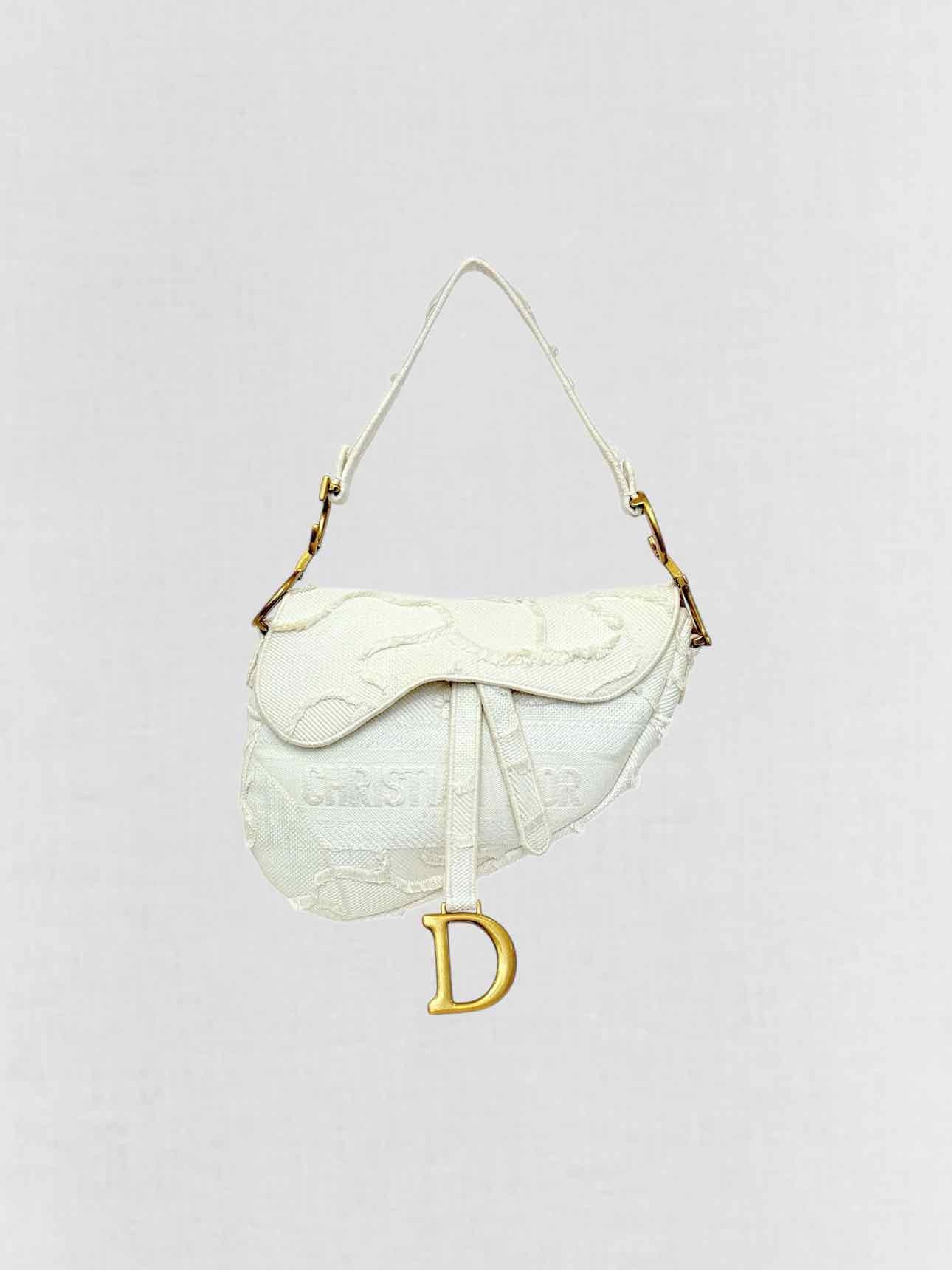 DIOR White Oblique Saddle Bag