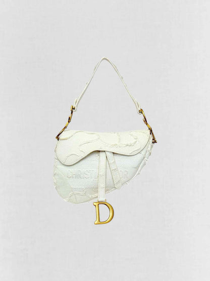 DIOR White Oblique Saddle Bag