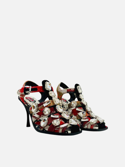 DSQUARED2 Red Multicolor Size EU 38 Heeled Sandals
