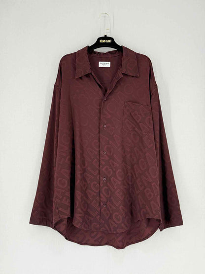 BALENCIAGA Burgundy Jacquard Size US 8 Shirt