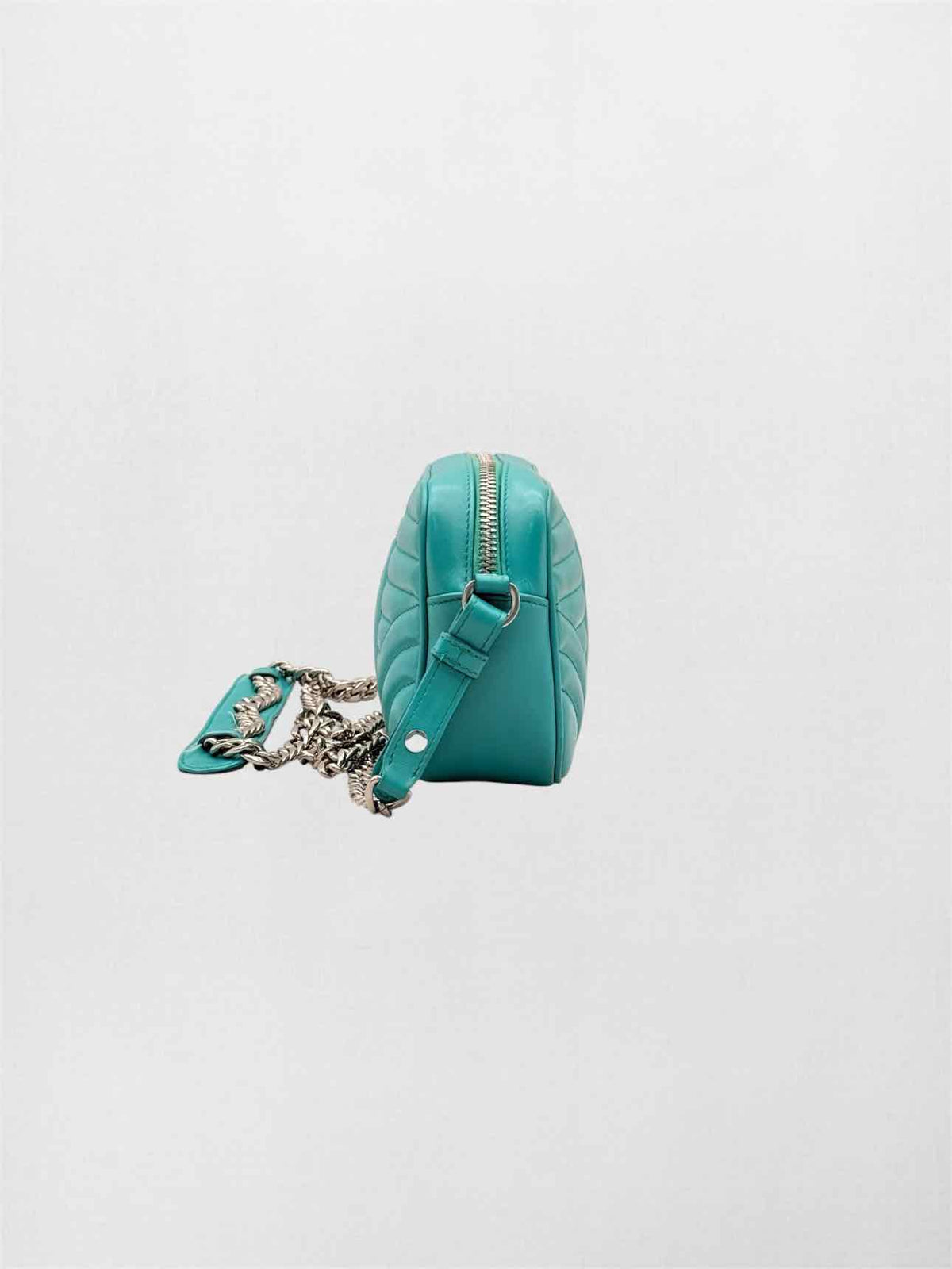 PRADA Diagramme Camera Turquoise Quilted Crossbody