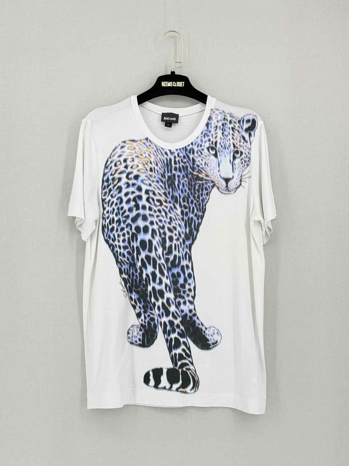 JUST CAVALLI White Multicolor Size Large T-shirt
