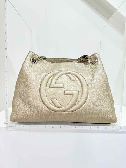 GUCCI Soho Metallic Gold Tote Bag
