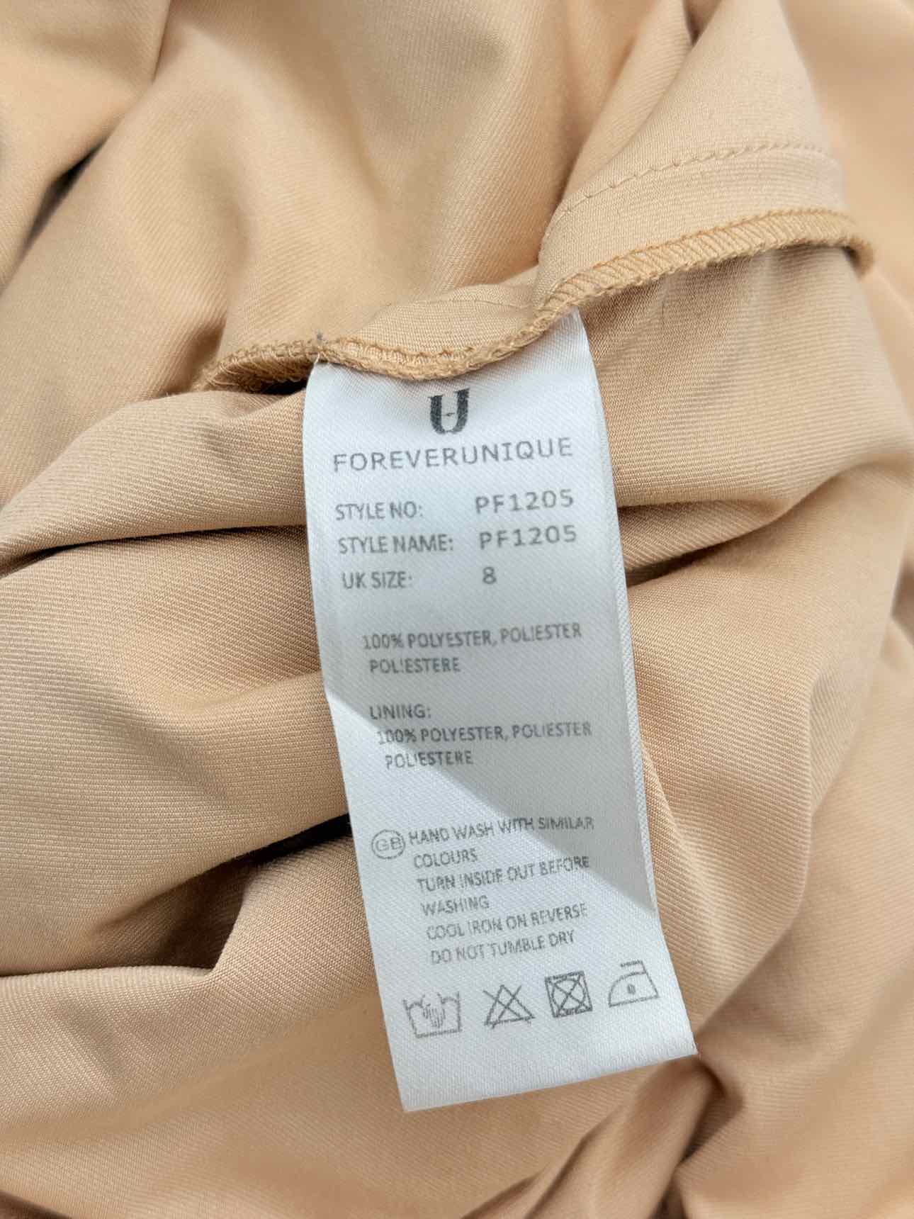 FOREVER UNIQUE Beige & Gold Size US 4 Long Dress