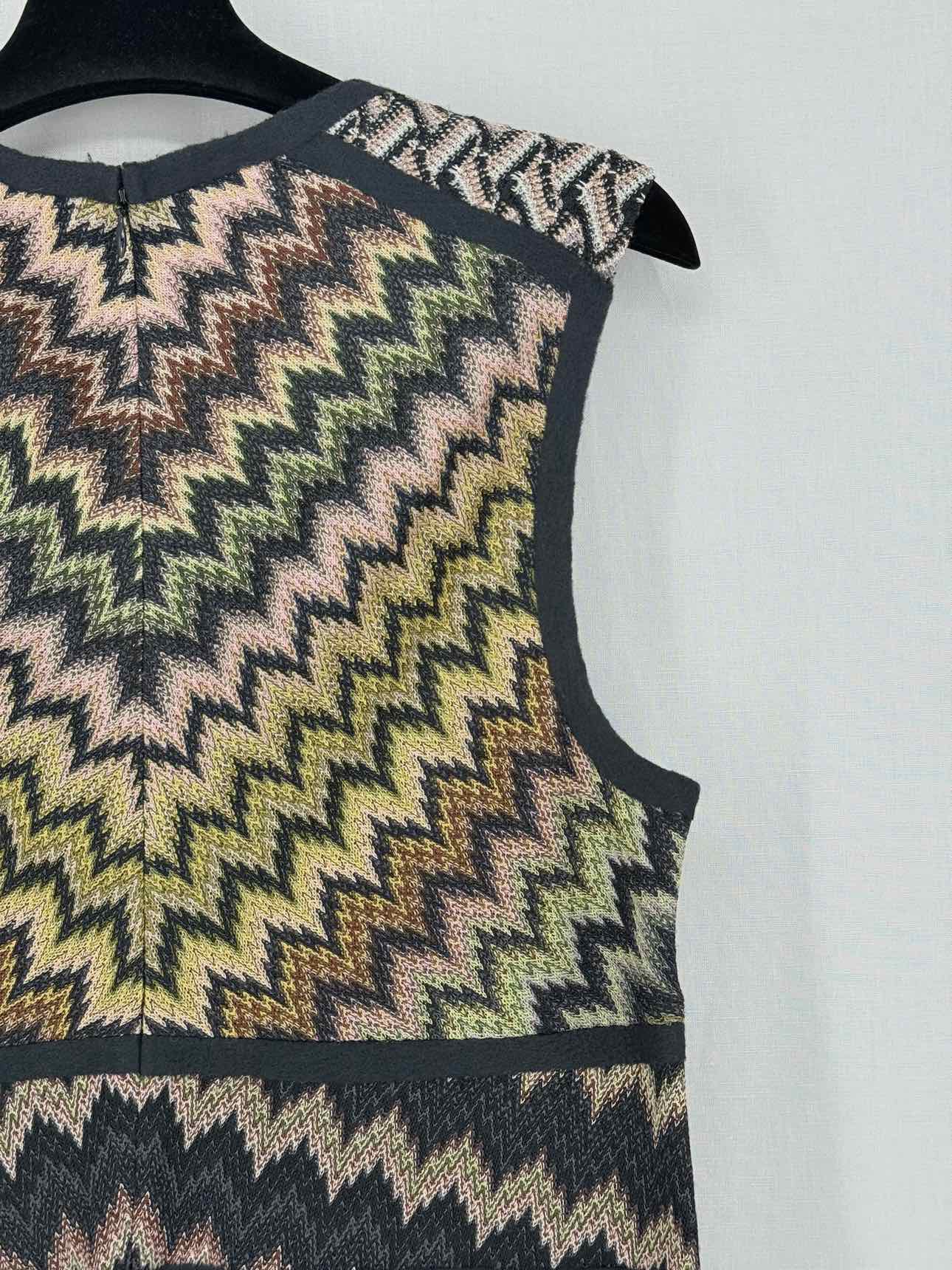 MISSONI Black Multicolor Zigzag Size US 8 Short Dress