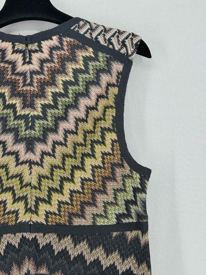 MISSONI Black Multicolor Zigzag Size US 8 Short Dress