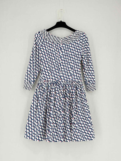 PRADA White w/ Blue & Red Size US 6 Short Dress