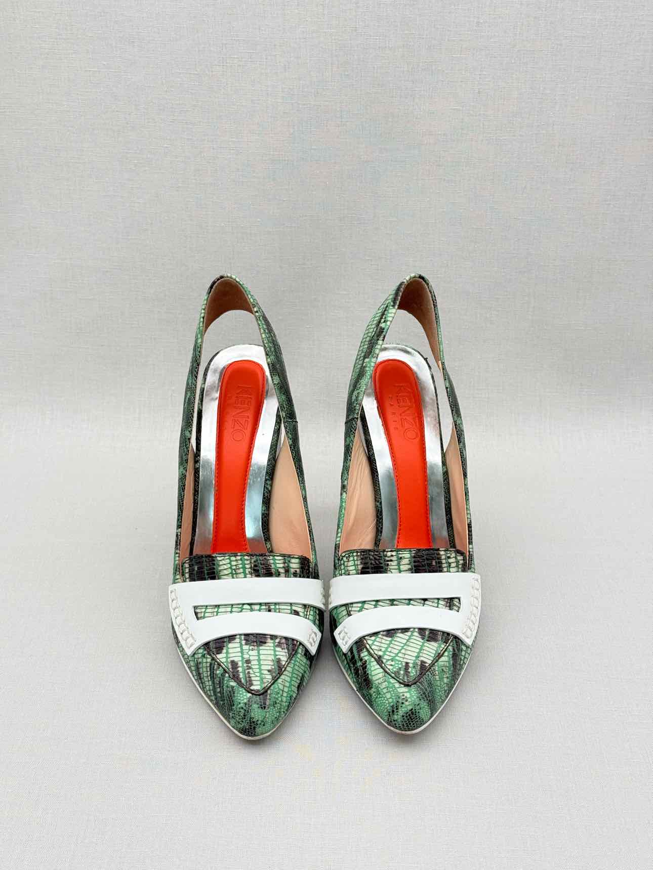 KENZO Green & Black Textured Size EU 39 Pumps