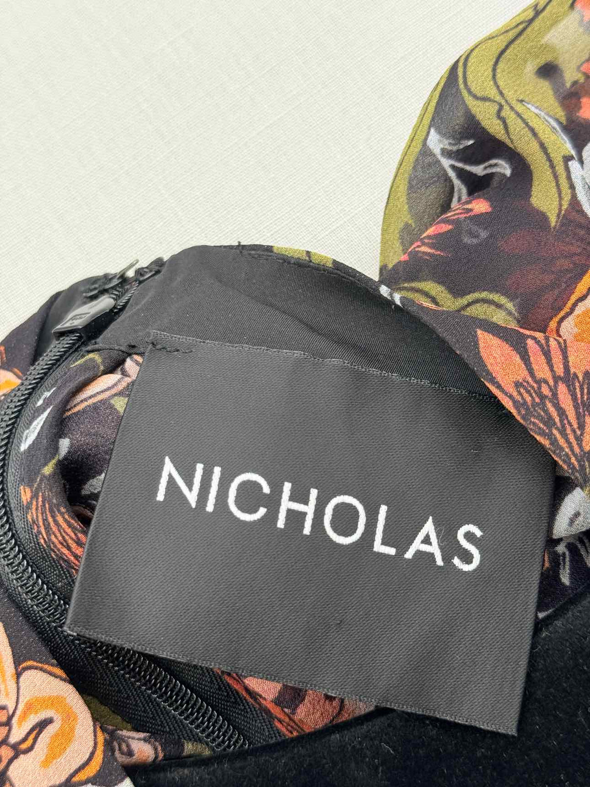 NICHOLAS Khaki Multicolor Floral Print Size US 4 Blouse