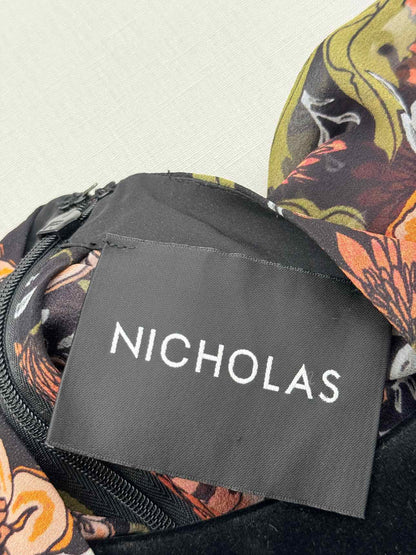 NICHOLAS Khaki Multicolor Floral Print Size US 4 Blouse
