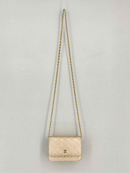 CHANEL Wallet on Chain Metallic Gold Quilted Crossbody