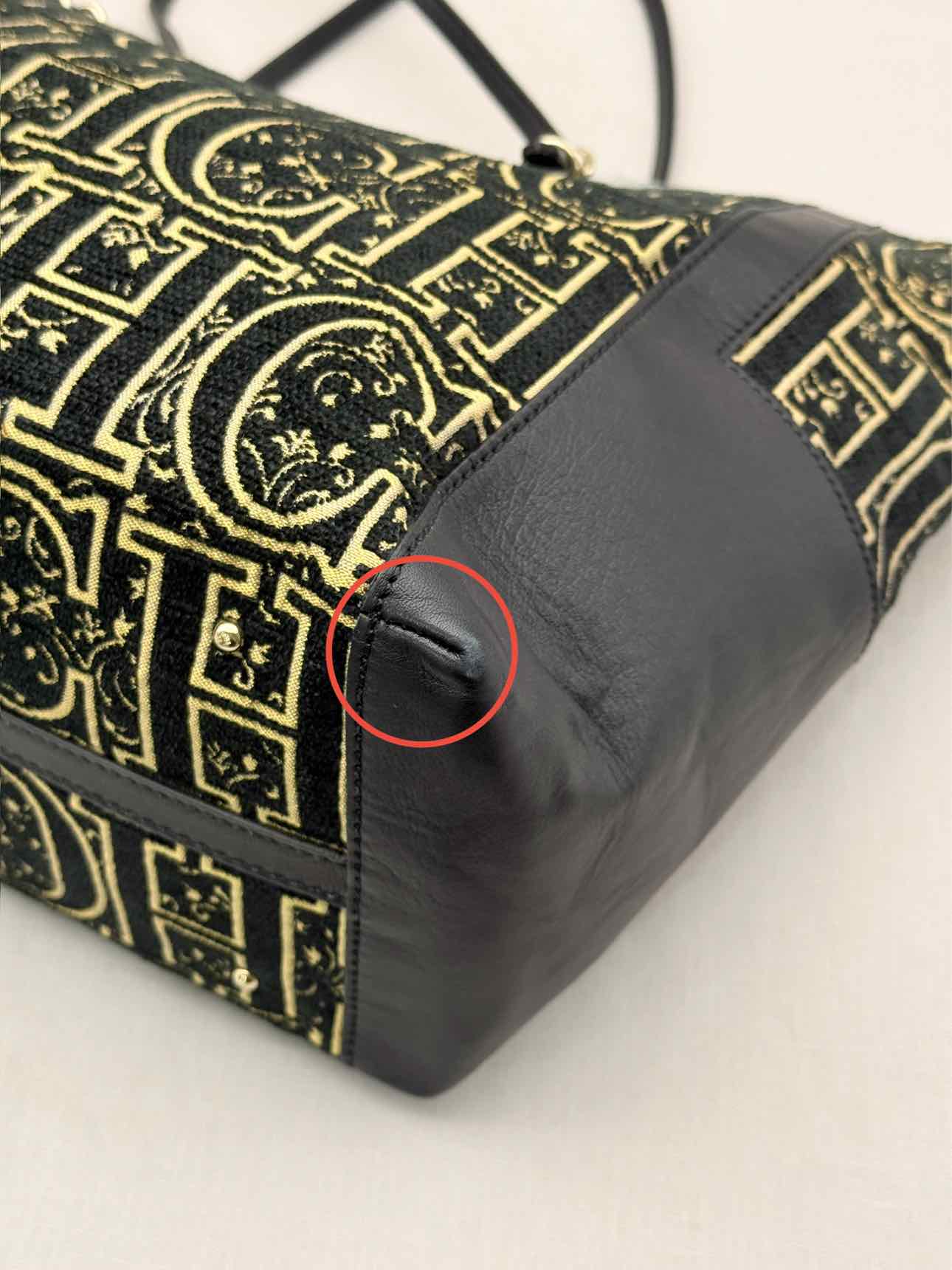 CAROLINA HERRERA Black & Gold Monogram Tote Bag