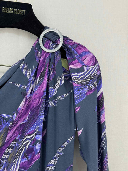 JUST CAVALLI Blue & Purple Size US 8 Midi Dress
