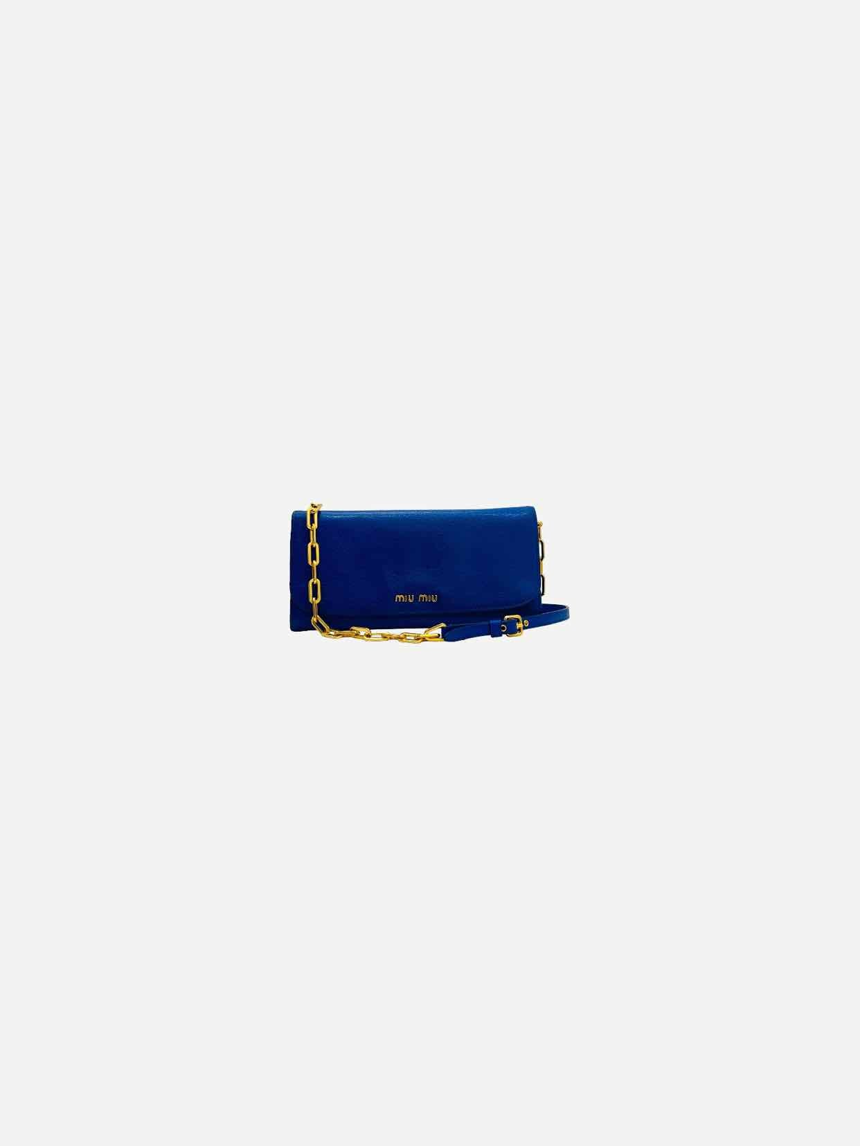 Pre - loved MIU MIU Wallet on Chain Royal Blue Shoulder Bag at Reems Closet