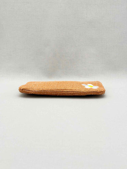 MARC JACOBS Brown Floral Embroidered Pouch