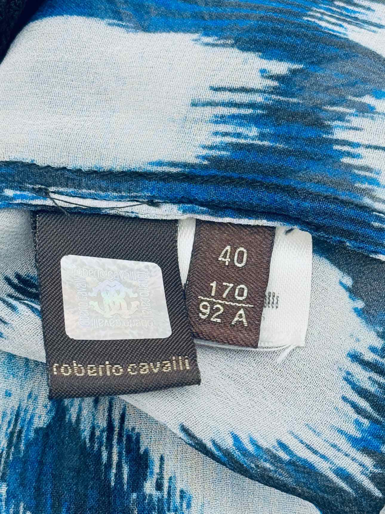 ROBERTO CAVALLI Blue Multicolor Size US 4 Blouse