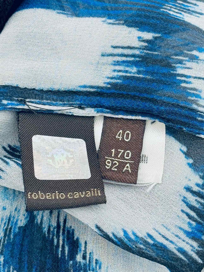 ROBERTO CAVALLI Blue Multicolor Size US 4 Blouse