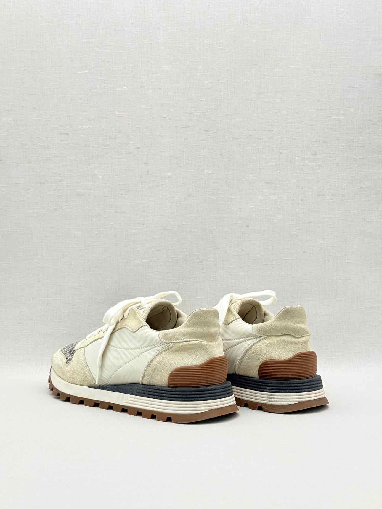 BRUNELLO CUCINELLI Cream & Grey Size EU 38.5 Sneakers