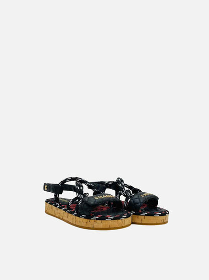 CHANEL Dad Cord Black Multicolor Size EU 40C Sandals