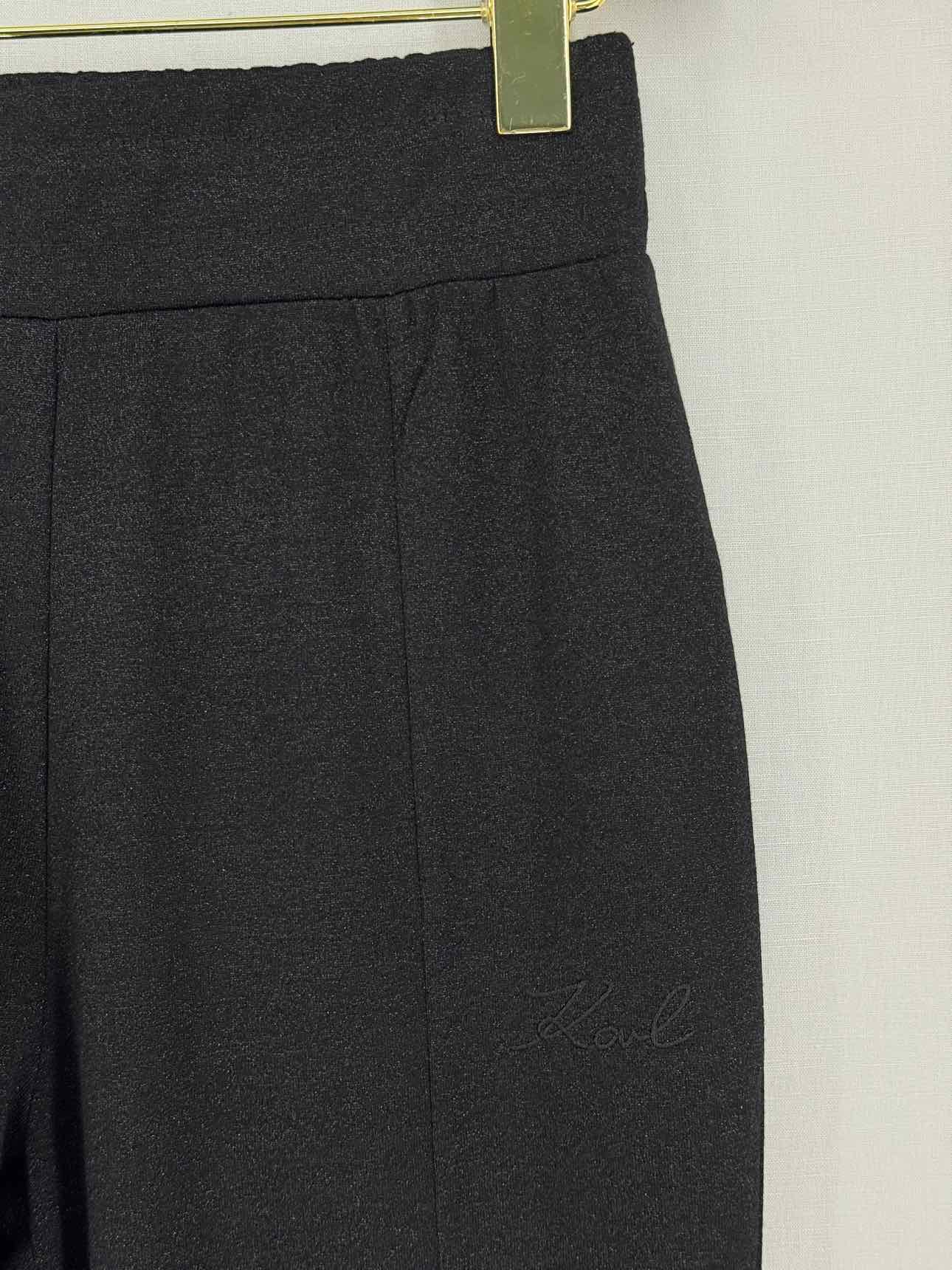 KARL LAGERFELD Black Glitter Size Small Pants