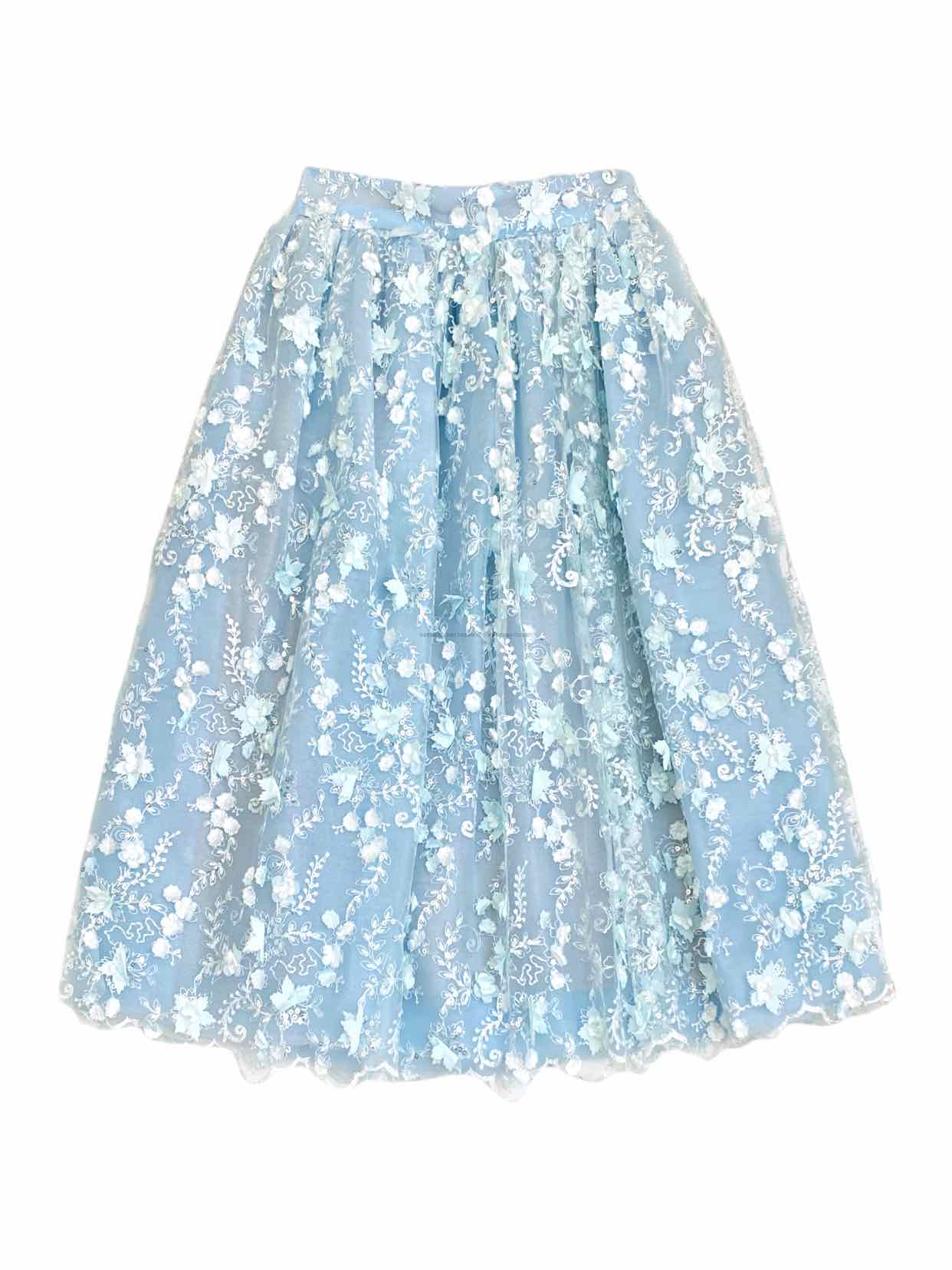 LANA MUELLER White & Blue Size Small Top & Skirt Outfit